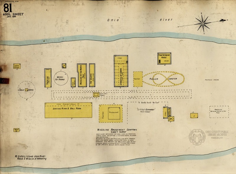 Sanborn Map of Coney Island, 1906, courtesy of the Ohio County Public Library