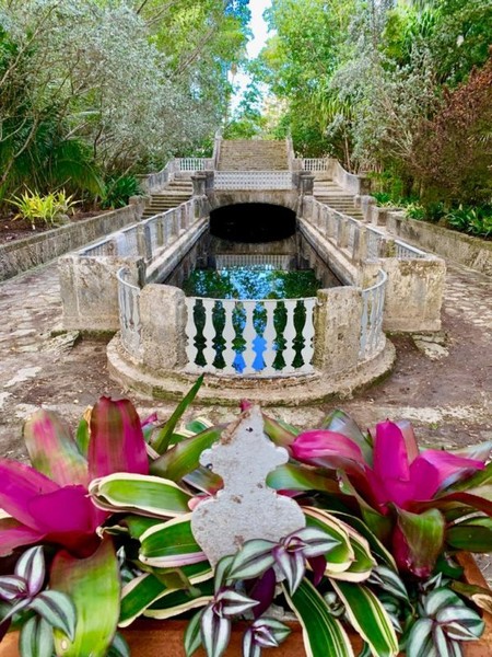 A reflecting pool in the gardens.