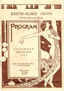 Program for Keith-Albee Theatre showing of "His Private Life' starring Adolphe Menjou, November 1928,