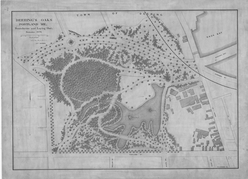 The 1879 map of Deering Oaks, made available by the Friends of Deering Oaks 