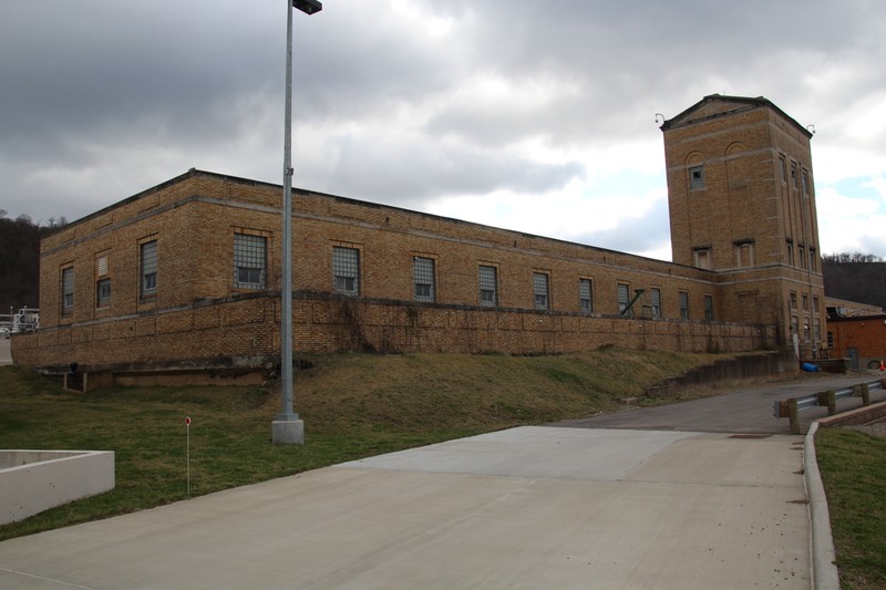 Filtration station, slated for demolition in 2017. Facing SE, taken Feb 2017, photo courtesy of Christina Rieth