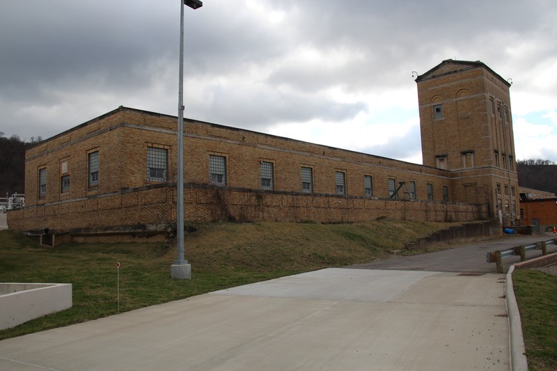 Filtration station, slated for demolition in 2017. Facing SE, taken Feb 2017, photo courtesy of Christina Rieth 