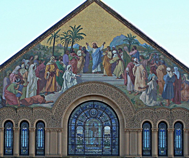 A close-up of the church's famous exterior mosaic located on its front façade.  