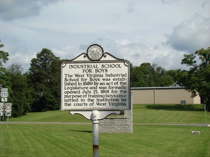 This historical marker for the "Industrial School for Boys" can be found on the premises of the institution.  