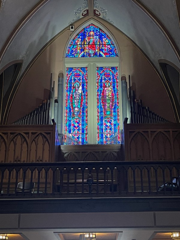 Window, Interior design, Stained glass, Symmetry