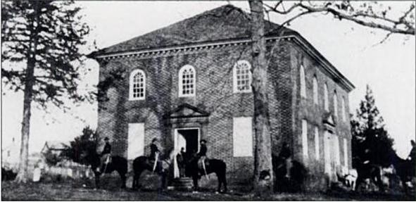 Union cavalry outside of the Falls Church during the Civil War