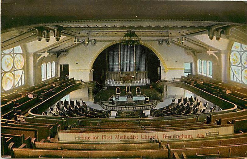 Church Interior looking towards Chancel and Facade. Postcard ca. 1908, courtesy of William Dunklin