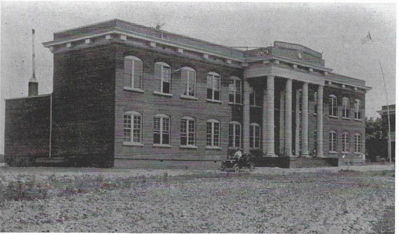 Building, man, old car