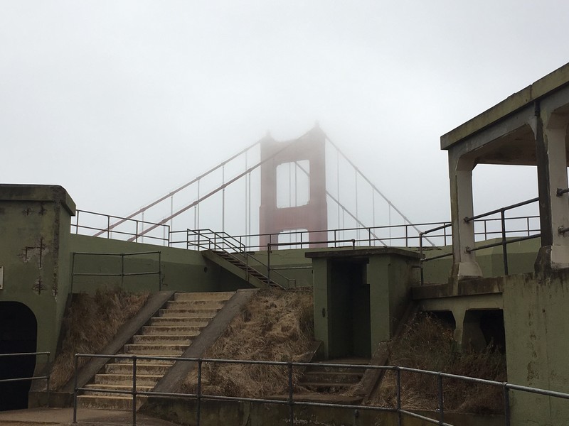 The view of the Golden Gate bridge from inside Battery Spencer. California State Military Museum (linked below) includes more information about weapons and building of Battery Spencer and profiles of few of the people who served there.