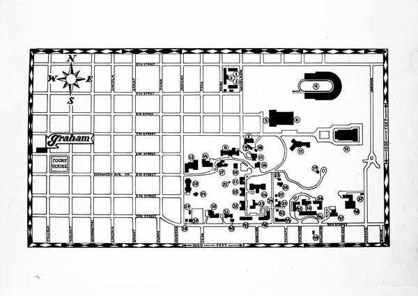 Map of Graham Hotel in relation to campus
