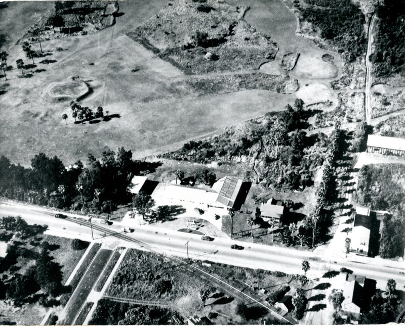 Coachman Station, former location of the McMullen-Coachman Log Cabin, Clearwater, Florida, circa 1940.