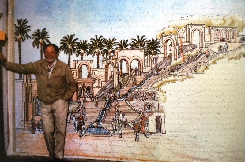 Lawrence Halpin with a drawing of the Steps.