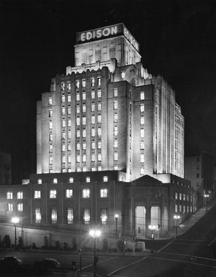 A Black and white shot of the building.