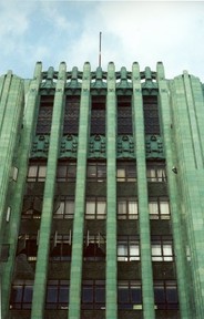 The Emerald Facade of the Los Angeles Jewelry Center.