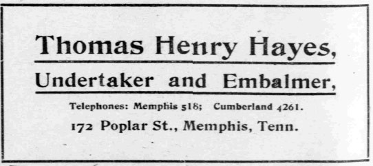 Newspaper ad for T.H. Hayes and Sons Funeral Home 