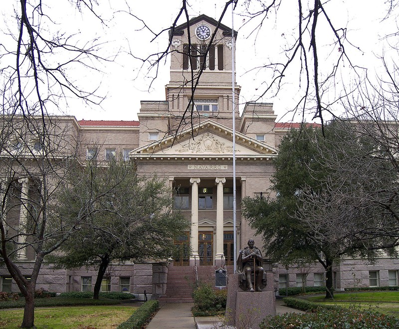 The Navarro County Courthouse was built in 1905 and is the fifth county courthouse at this location.