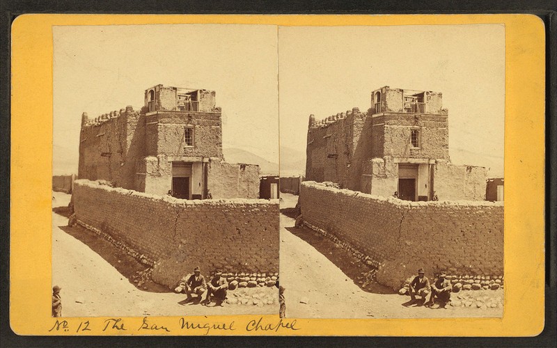 American chapel of San Miguel, by Ben Wittick. Taken somewhere between 1870 and 1885. 