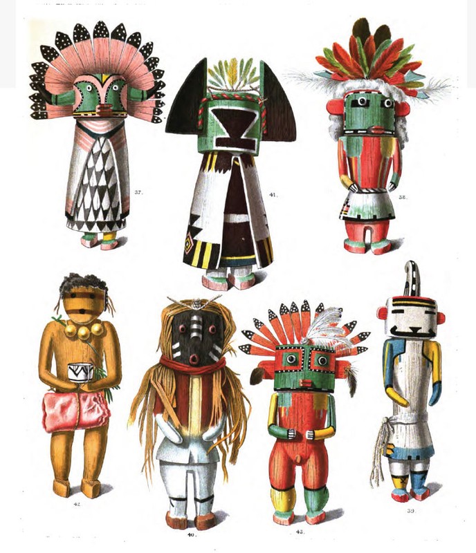 The most important cause of the Pueblo Revolt was probably the attempt of the Spanish to destroy their religion, banning traditional dances and religious icons such as these kachina dolls.