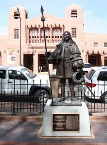 Statue of Don Diego de Vargas who served as the crown as Governor of New Mexico a decade after the revolt of 1680
