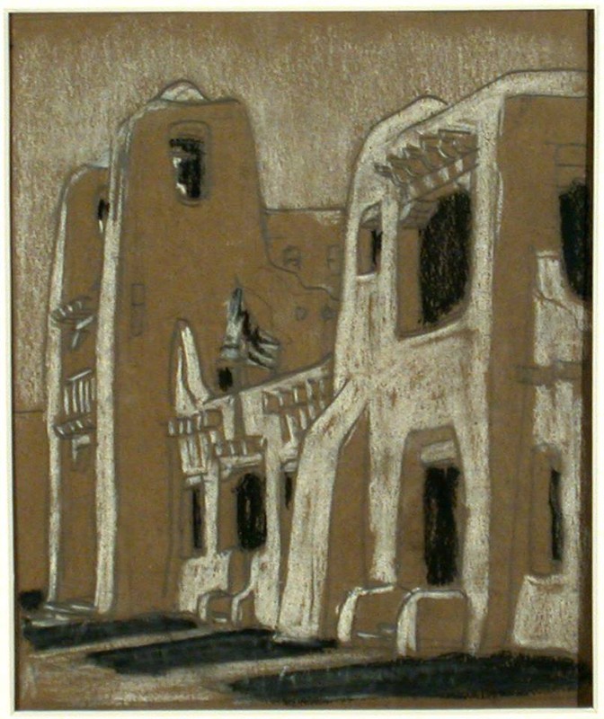 Temple of St. Francis Art Gallery (Santa Fe sketches) circa 1917
Gustave Baumann, American, born Germany, 1881 - 1971
Charcoal and chalk on paper
Gift of Jane Baumann, 1979