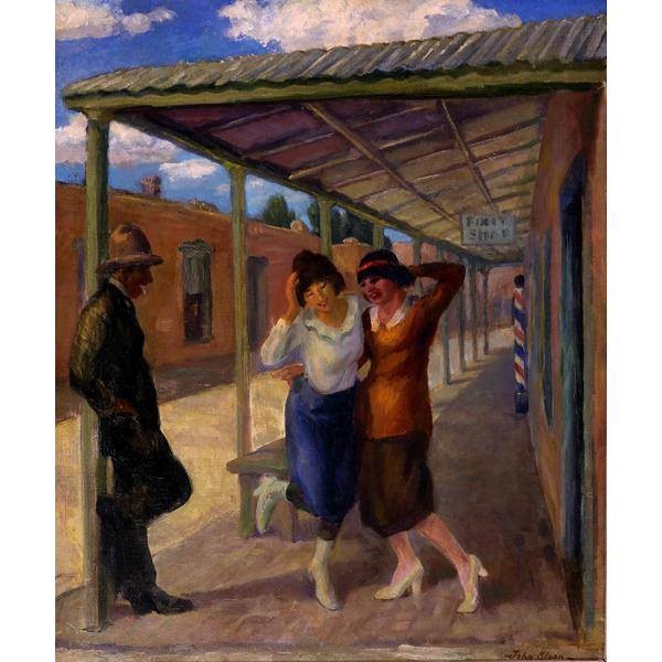 John Sloan, American, 1871 - 1951
Under the Old Portal, 1919 (reworked 1945)
Old Portale, Santa Fe
oil on canvas
Collection of the New Mexico Museum of Art. 
Gift of Julius Gans, 1946