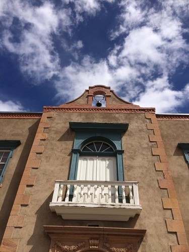 Close up of the bell tower post-1926 fire