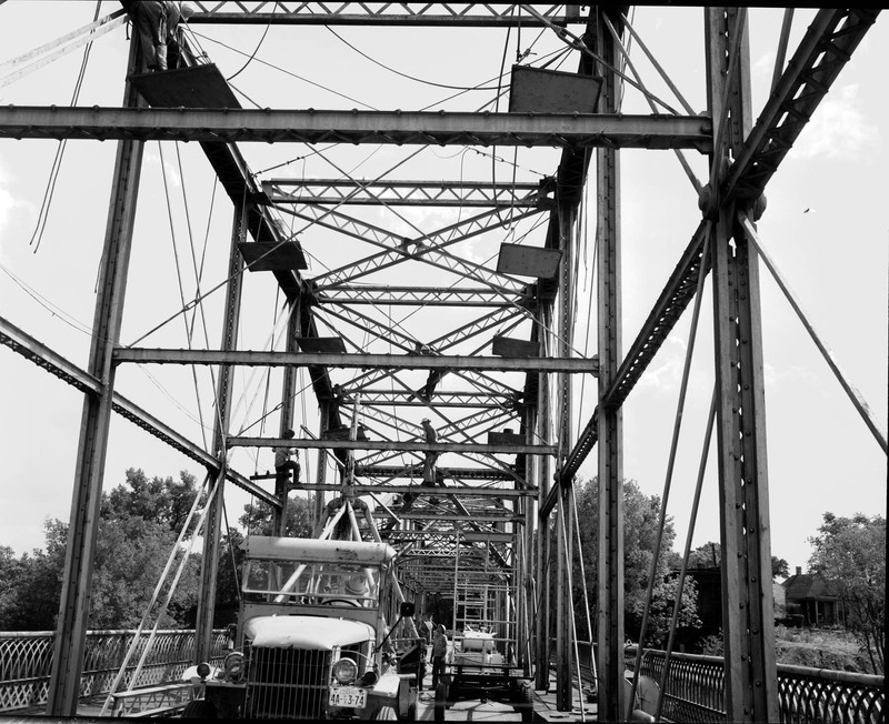 Repair work on the Walnut Street Bridge in the late 1950s.