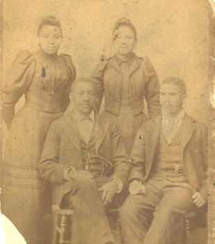 Hathaway family, ca 1890. Seated, Robert Elijah Hathaway (left), Isaac Scott Hathaway (right, standing, Fannie Hathaway (left), Eva Hathaway (right). Courtesy, Mosaic Templars Cultural Center, Little Rock, AR.