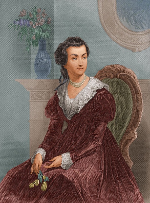 A contemporary portrait of the young Abigail Adams, who was known even during her lifetime for her strong partnership and influence with husband (and later President) John Adams.