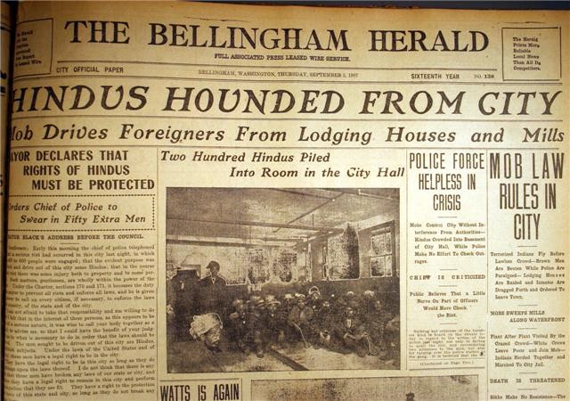 Front page of Bellingham Herald the day following the riot. Source: http://www.wce.wwu.edu/resources/AACR/documents/bellingham/main/1.htm