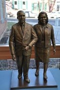 The statue is made from bronze and is the only one of its kind in America, with Dr. King and his wife side-by-side holding hands.