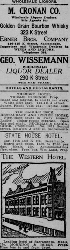 By the early 1900s, much of the Ebner Hotel's revenue was actually due to the sale of liquor--as evidenced by this newspaper advertisement. The hotel's fortunes plunged again when Prohibition outlawed alcohol in the 1920s.