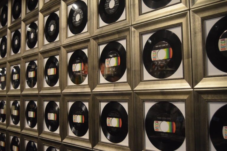 The "record wall" at the Patsy Cline Museum