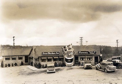 The Coon Chicken Inn's racist imagery began with the front door which was located in the middle of a smiling grin of a caricatured Black porter