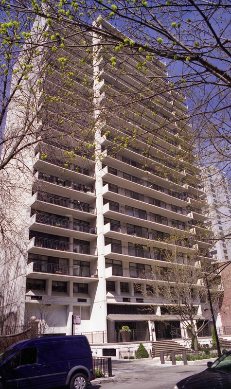 The Street View of the building that replaced the home.