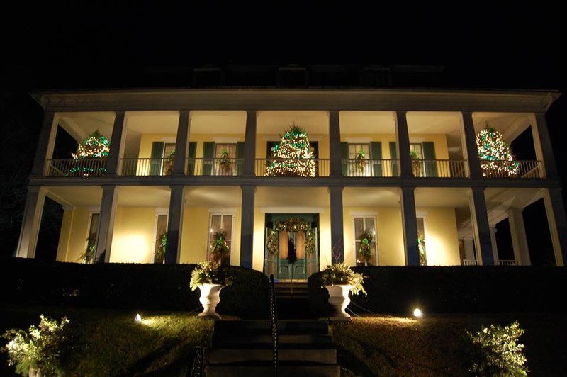 The Baldwin Reynolds House decorated for Christmas