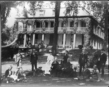 The Reynolds family during a front lawn garden party