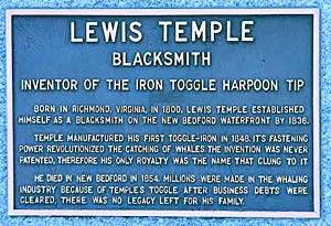 Lewis Temple Memorial Plaque (Courtesy of the New Bedford Guide) 