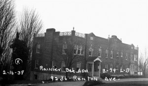 Original Florence Crittenton Home, 1899, formerly the Young Ladies Baptist University; image courtesy, Maida Miller Collection, Museum of History and Industry