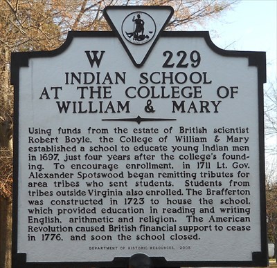 Historical marker for the college's Indian School. Image obtained from waymarking.com.