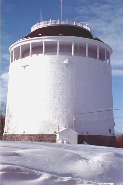 The Thomas Hill Standpipe in winter, provided by bangorwater.org