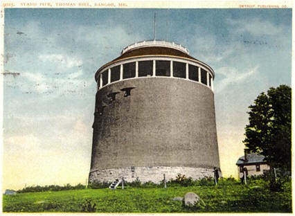 An illustration of the Thomas Hill Standpipe, provided by bangorwater.org