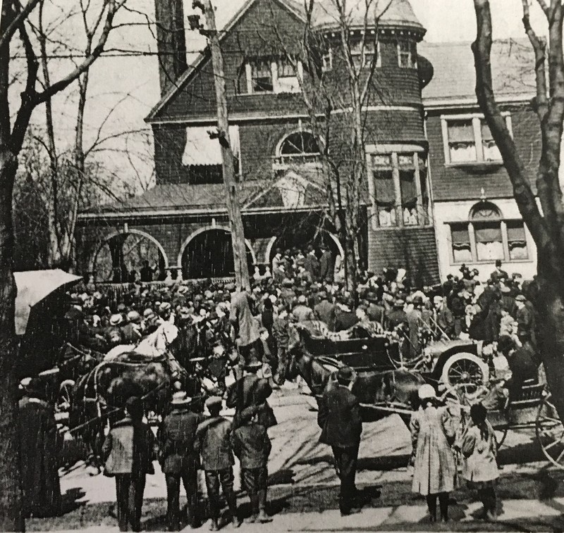 The arrival of Billy Whitla at his parent's Mansion after being kidnapped in 1909.