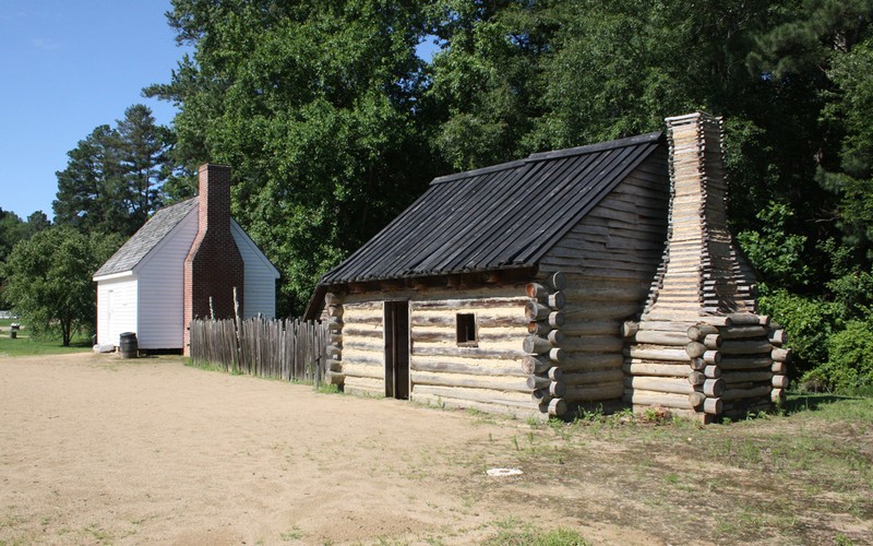 The reconstructed slave quarters on the Tudor Hall property.