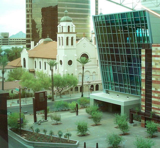 Phoenix Convention Center looking north towards St. Mary's Basilica. (flickr.com)