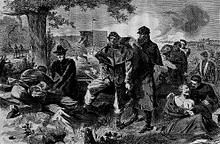 Surgeon completing duties during Civil War.