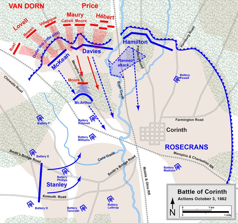 Map of the battle as it occurred on October 3rd.