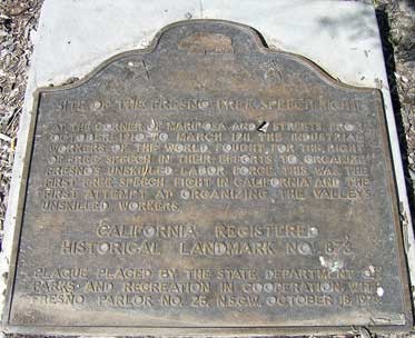 This historic marker commemorates the history of the struggle between labor and management.