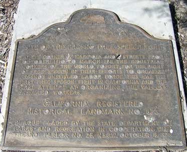 This historic marker commemorates the history of the struggle between labor and management. 