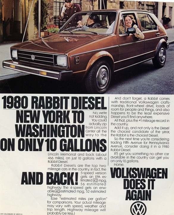 Ad for a 1980 VW Rabbit. Metal parts for the Rabbit were stamped at the Ordnance Center when Volkswagen leased building 307 in 1979, taking over a lease from American Motors Corporation. VW moved out of the NOP in 1987.